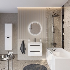 Cezares Тумба с раковиной Eco Cer-N 60 bianco lucido CZR-8095-60 ручки чёрные – фотография-5