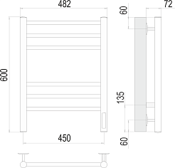 Terminus Полотенцесушитель электрический Аврора П6 450x600 черный матовый – фотография-3
