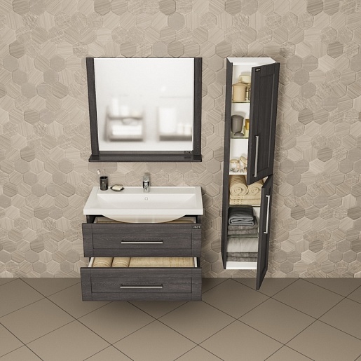 СанТа Тумба с раковиной Венера 80 дуб шале графит – картинка-3