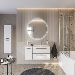 BelBagno Мебель для ванной Eco Cer-N 100-1 R bianco lucido CZR-8095-100-R ручки серые – фотография-2