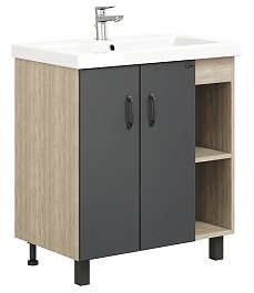 Onika Тумба с раковиной Тимбер 90 напольная графит/дуб сонома правая – фотография-1