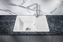 Milacio Мойка кухонная Navarra 65 Cuarzo белая – фотография-3