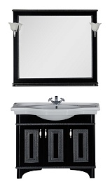 Aquanet Тумба с раковиной Валенса 100 черный краколет/серебро (180310) – фотография-2