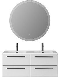 Cezares Тумба с раковиной Eco Cer-N 120 с 4 ящиками bianco lucido CZR-8073-120-2 ручки матовые чёрные – фотография-8