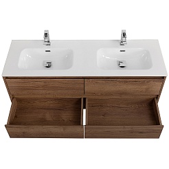 BelBagno Тумба с раковиной Kraft 120 подвесная 4 ящика Rovere Tabacco двойная раковина – фотография-9