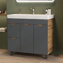 Onika Тумба под раковину Айленд 90 с б/к графит/дуб крафт – фотография-5