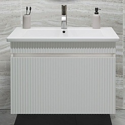 Runo Тумба с раковиной Модена 75 подвесная белая – фотография-2