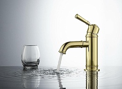 Aquatek Смеситель для раковины Классик AQ1510PG полированное золото – фотография-3