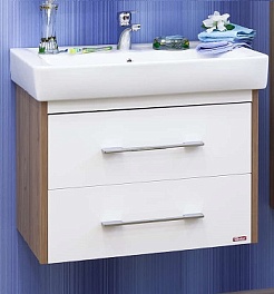 Sanflor Тумба с раковиной Ларго 2 60 вяз швейцарский, белая, Q 60 – фотография-1