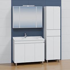 СанТа Мебель для ванной Марс 100 3 дверки белая – фотография-2