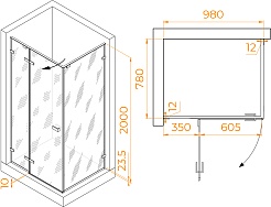 RGW Душевой уголок Stilvoll SV-040Gr 100x80 профиль серый стекло прозрачное – фотография-7