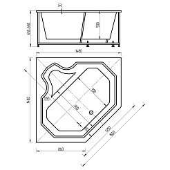 Aquatek Акриловая ванна Лира 150х150 с гидромассажем – фотография-2