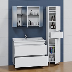 СанТа Тумба с раковиной Марс 100 2 ящика белая – фотография-8