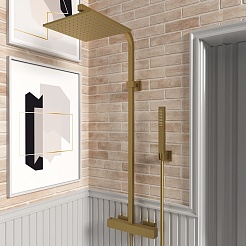 Paini Система душевая Dax-R 84PJ689TH с термостатом, брашированное золото PVD (PJ) – фотография-2