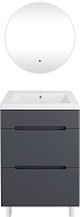 Runo Мебель для ванной Парма 60 графит с зеркалом Руан 65