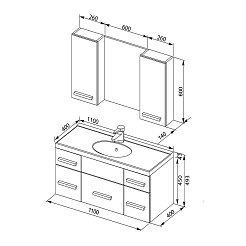 Aquanet Комплект Мебели "Данте 110" 2 шкафа (161224) – фотография-2