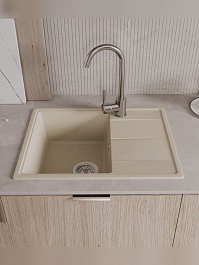 Teymi Мойка кухонная Hanna Smart 62 кварцевая бежевая матовая – фотография-6