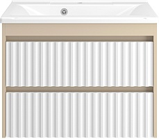 Brevita Тумба под раковину Balaton 75 подвесная белая/бежевая