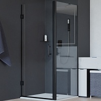 RGW Душевой уголок Hotel HO-045B (HO-011B + Z-050-2B + O-204B) 60x100 профиль черный стекло прозрачное