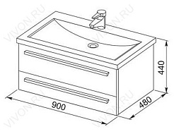 Aquanet Тумба с раковиной Нота 90 светлый дуб (171494) – фотография-3