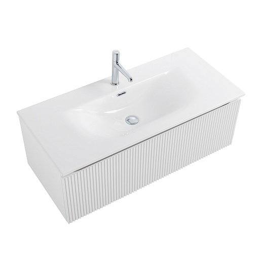 BelBagno Тумба с раковиной Uno 100 с 1 ящиком подвесная Bianco Opaco с раковиной BB-8099-100 – фотография-8