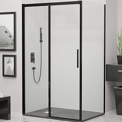 RGW Душевой уголок Leipzig LE-41B (LE-12B + Z-050-2B) 130x100 профиль черный стекло прозрачное – фотография-1