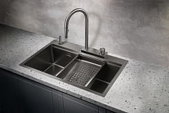 Milacio Мойка кухонная Denia 75 Steel со смесителем вороненая сталь – фотография-5