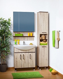 Бриклаер Зеркальный шкаф Карибы 75 венге/дуб кантри – фотография-4