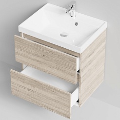 Водолей Тумба с раковиной Бест 60 подвесная ореховый дубослив светлый – фотография-6