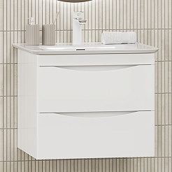 Misty Тумба с раковиной Мираж 60 подвесная белая – фотография-2