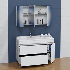 СанТа Мебель для ванной Марс 120 белая/светлое дерево – фотография-3