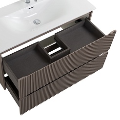 BelBagno Тумба с раковиной Uno 100 подвесная Бежевый матовый с раковиной BB-8099-100 – фотография-5