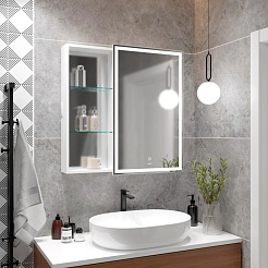 Mixline Зеркальный шкаф Аккорд Женева 80 R белый – фотография-6