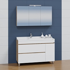 СанТа Мебель для ванной Марс 120 белая/янтарное дерево – фотография-2