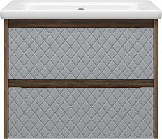 Brevita Тумба с раковиной Chester 65 подвесная серая/дуб чарльстон темно-коричневый