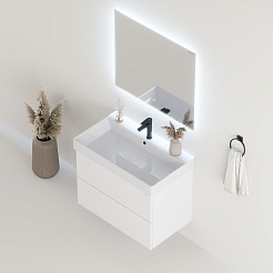 Onika Тумба под раковину Эсквана 80 подвесная белая – фотография-6