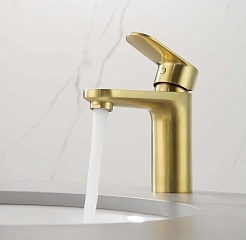 Aquatek Смеситель для раковины Ника AQ1810BG золото шлифованное – фотография-4