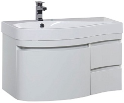 Aquanet Тумба с раковиной Сопрано 1-95 L с ящиком белая (169660) – фотография-1