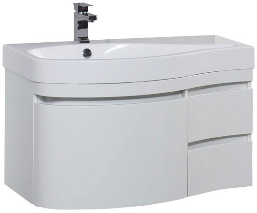 Aquanet Тумба с раковиной Сопрано 1-95 L с ящиком белая (169660) – фото-1