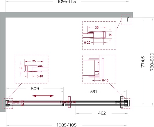 BelBagno Душевой уголок Soft Close-1 SOFT_CLOSE-1-AH-1-110/80-C-GM 110x80 профиль оружейная сталь стекло прозрачное – картинка-11