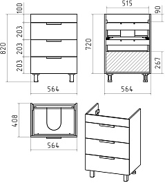 Brevita Тумба с раковиной Gloster 60 белая – фотография-8