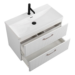 BelBagno Тумба с раковиной Due 80 подвесная Белый металлик – фотография-4