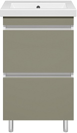 Misty Тумба с раковиной Майна 50 2 ящика хаки/белая – фотография-2