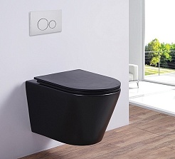 Esbano Унитаз Clavel подвесной безободковый черный матовый – фотография-2