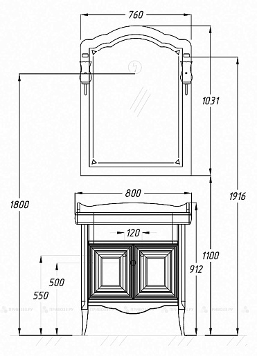 Opadiris Тумба с раковиной Лоренцо 80 белая с патиной – фотография-6