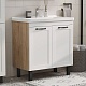 Equil Тумба с раковиной Lago 80 2 ящика напольная белая/дерево – картинка-15