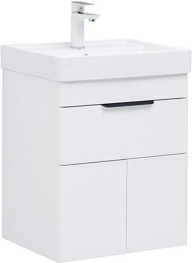 Aquanet Тумба под раковину Ирис New 50 подвесная белая глянцевая – фотография-4