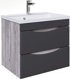 Grossman Мебель для ванной Талис 60 подвесная бетон пайн/графит матовый – фотография-5