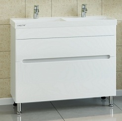 СанТа Тумба с раковиной Лондон 100 напольная, двойная раковина – фотография-1