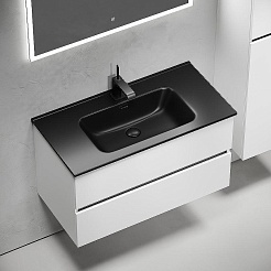 Sancos Тумба с раковиной Urban 90 белый глянец раковина Element 91 CN7002MB – фотография-3